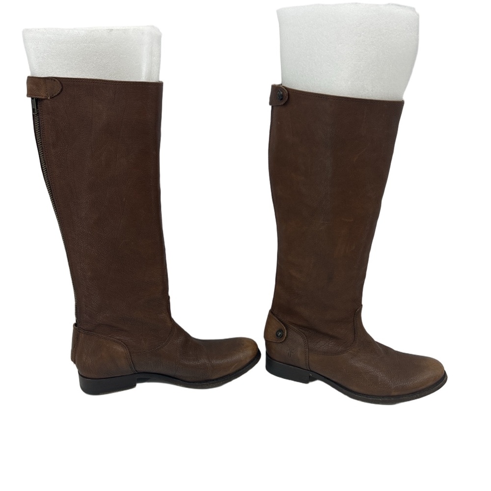 Frye Melissa Brown Over the Knee Boots zip back